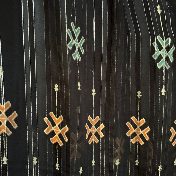 Joie Navy Abstract Print Sheer Silk Blouse (Size Medium) - Picture 5 of 8